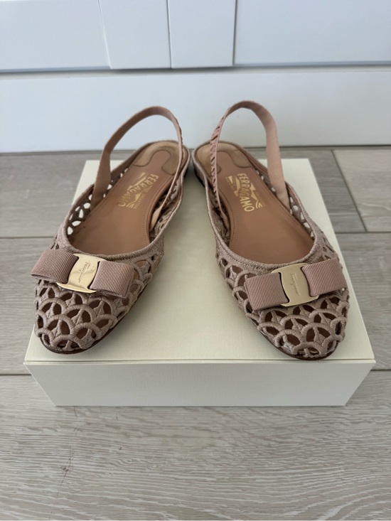 Salvatore Ferragamo Shoes - Salvatore Ferragamo Woven Vara Bow Slingback Ballerina Flats Sandala